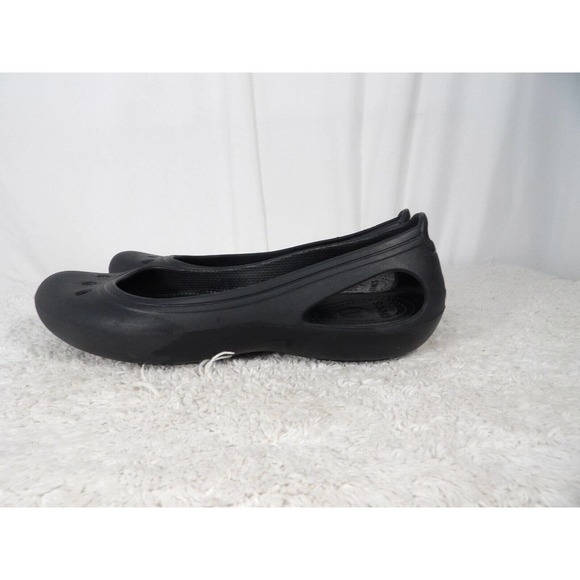 Crocs Womens Black Rubber Waterproof Round Toe Slip On Ballet Flat Size US 11 - Picture 6 of 9